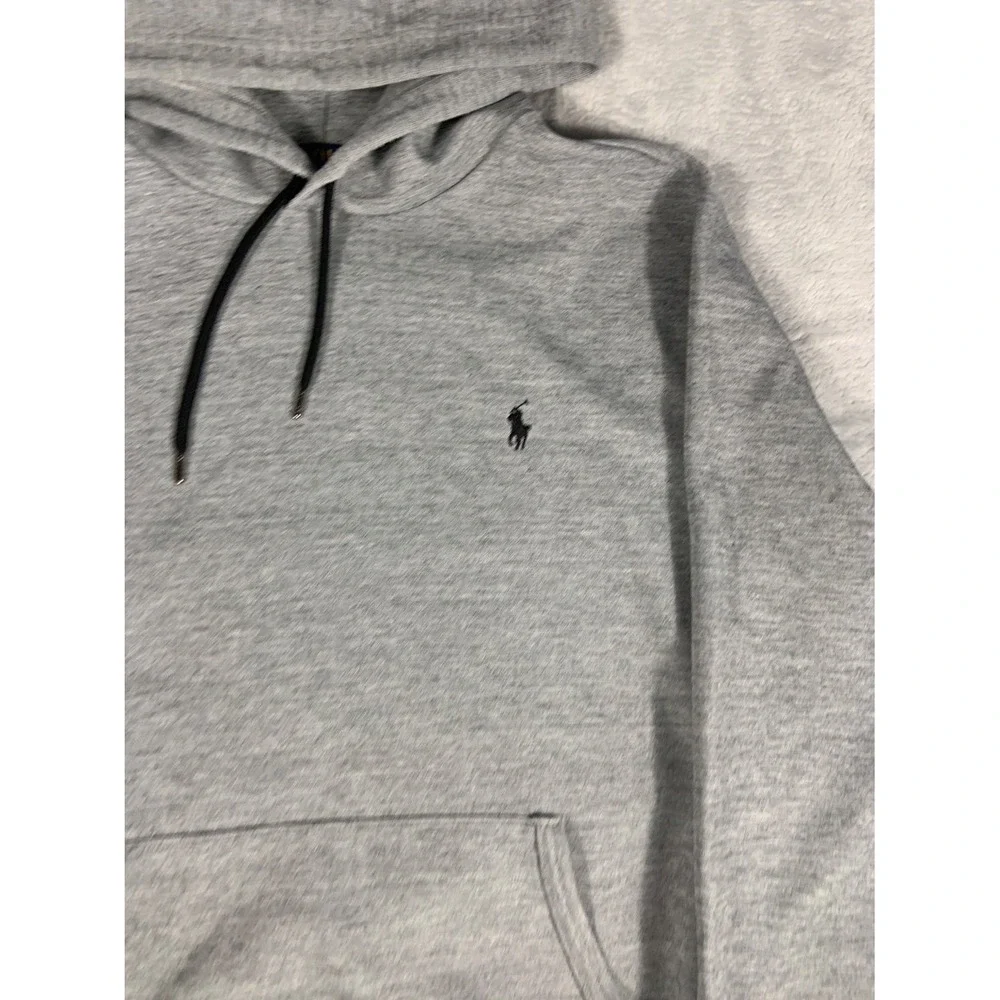 Polo Ralph Lauren Men's Hoodie L Gray Contrasting Black Drawstrings